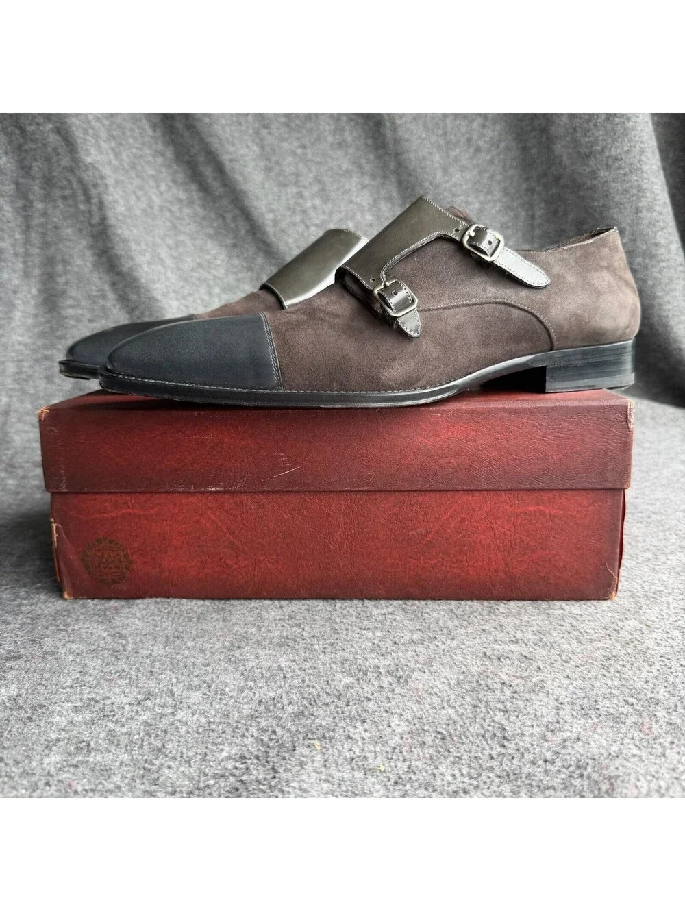 Mezlan Tulsa Shoes Mens Size 13 Brown Suede Monk Strap Cap Toe Dress Spain